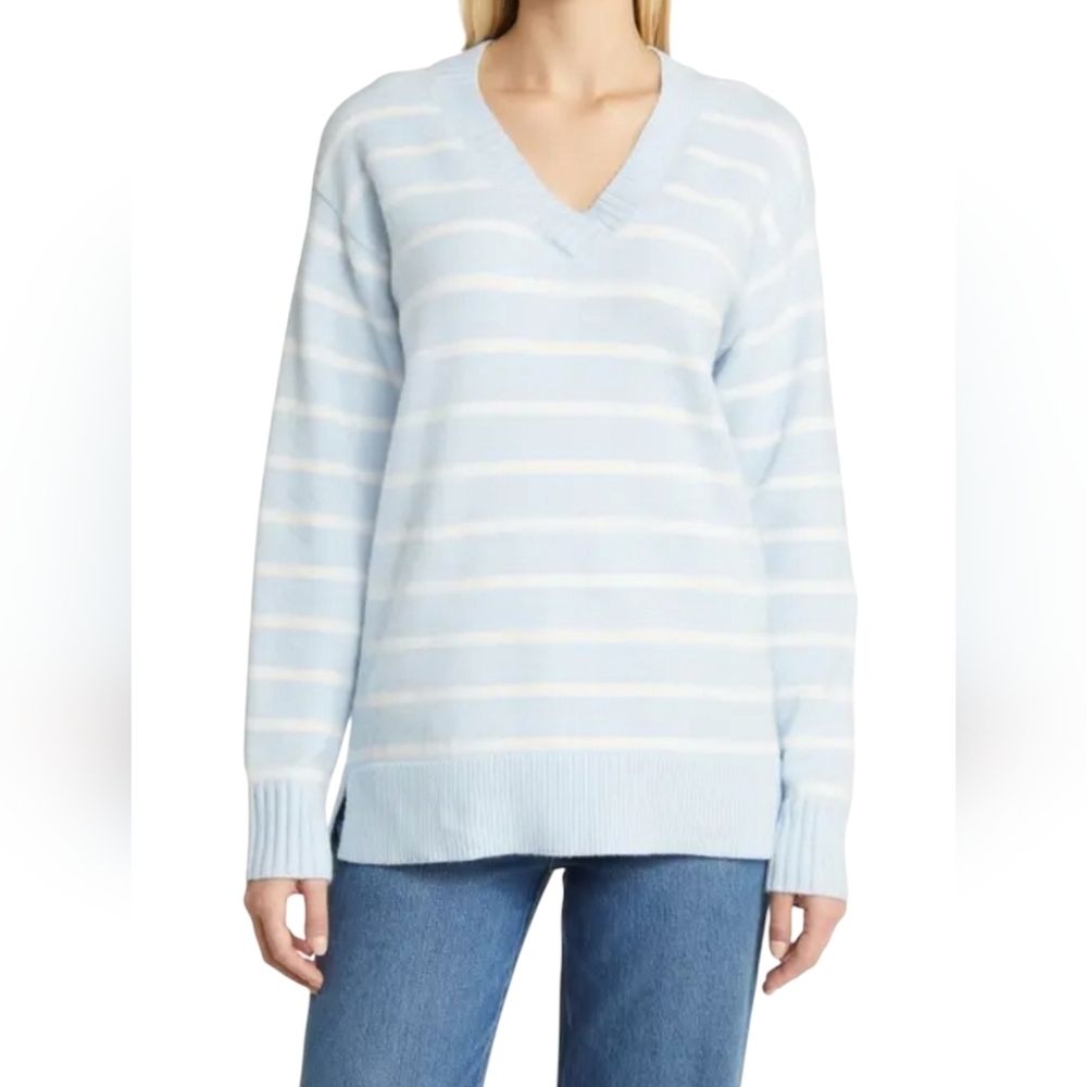 Caslon Nordstrom Sweater Blue and White Striped Size XXL